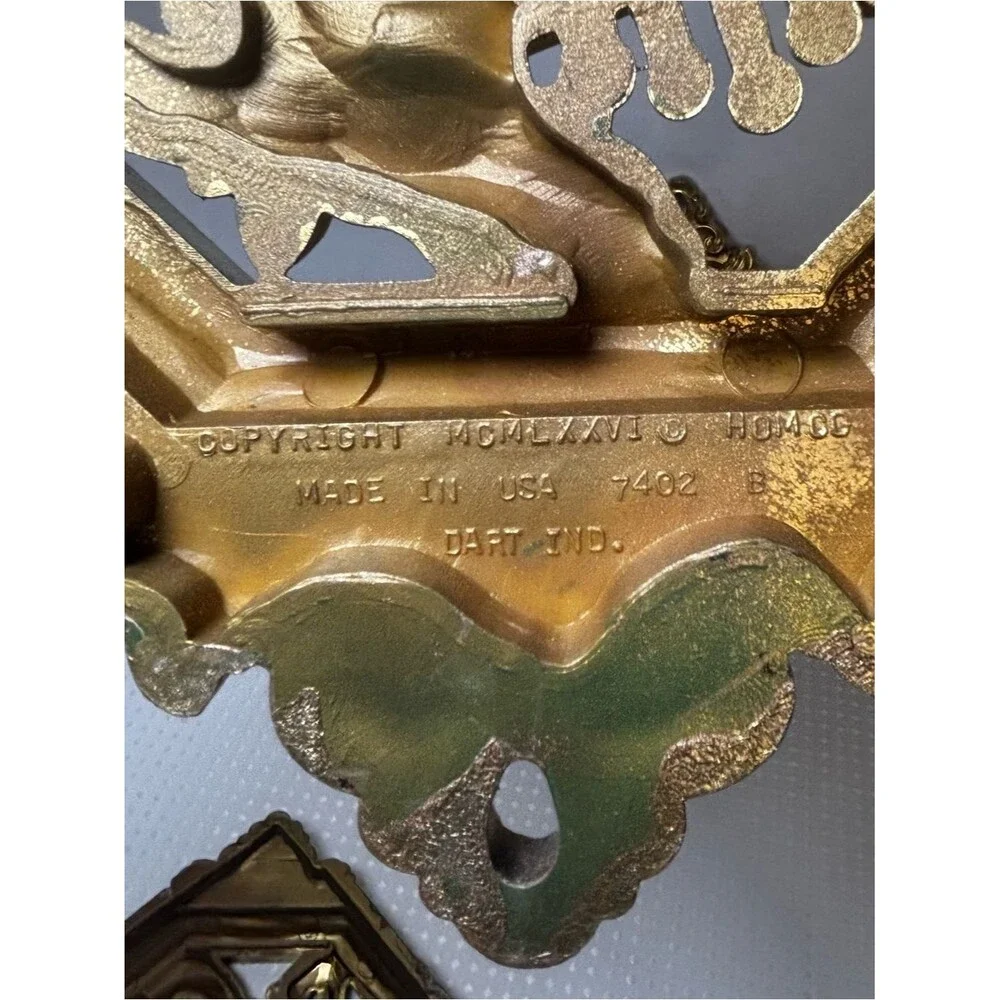 Dart Industries Homco Gold Hollywood Regency Musical Instrument Wall Plaques (3)